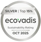 Medaglia EcoVadis Silver, Top 15%, ottobre 2025